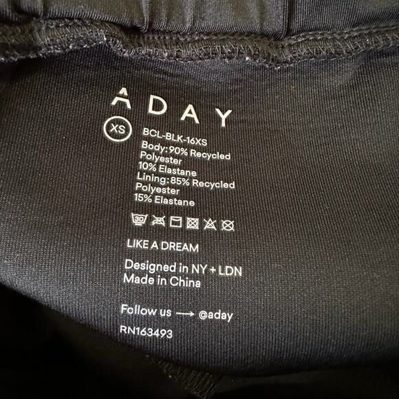 A DAY Trouser Pants Black MR Straight Leg Capri Stretch Minimalist - Picture 9 of 12